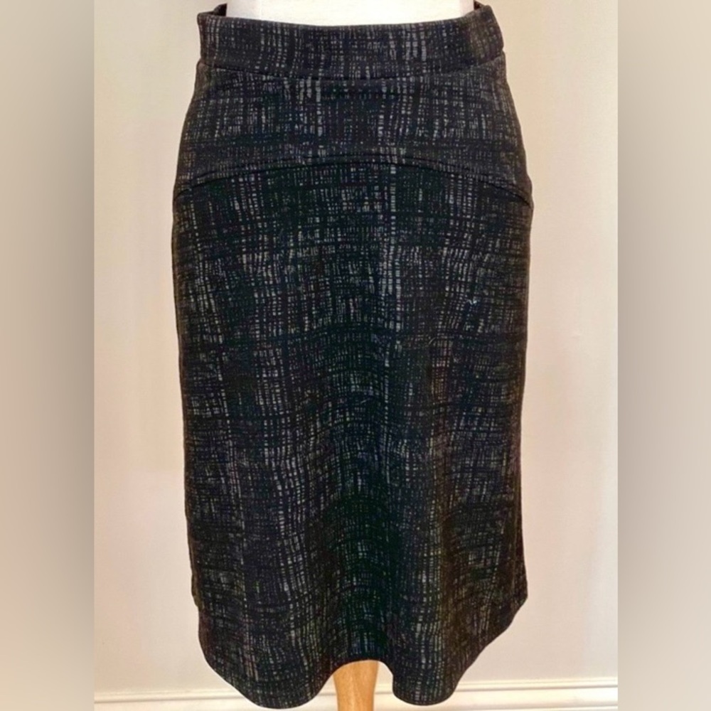Della Spiga Italy Black Thatch Pattern SZ S Contemporary Minimalist Office Skirt